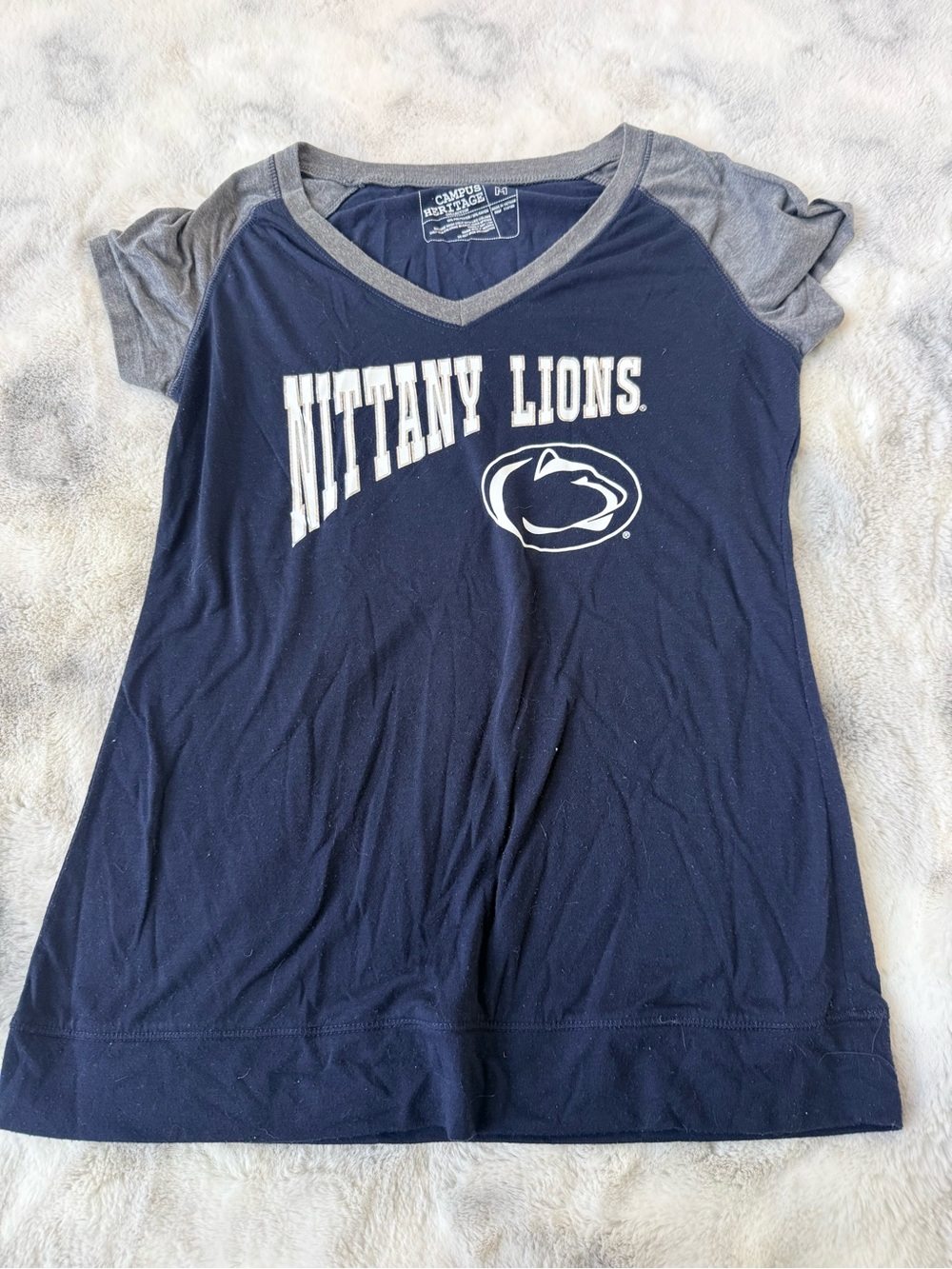 Penn State Nittany Lions Campus Heritage Raglan Tee Women’s M Navy Gray